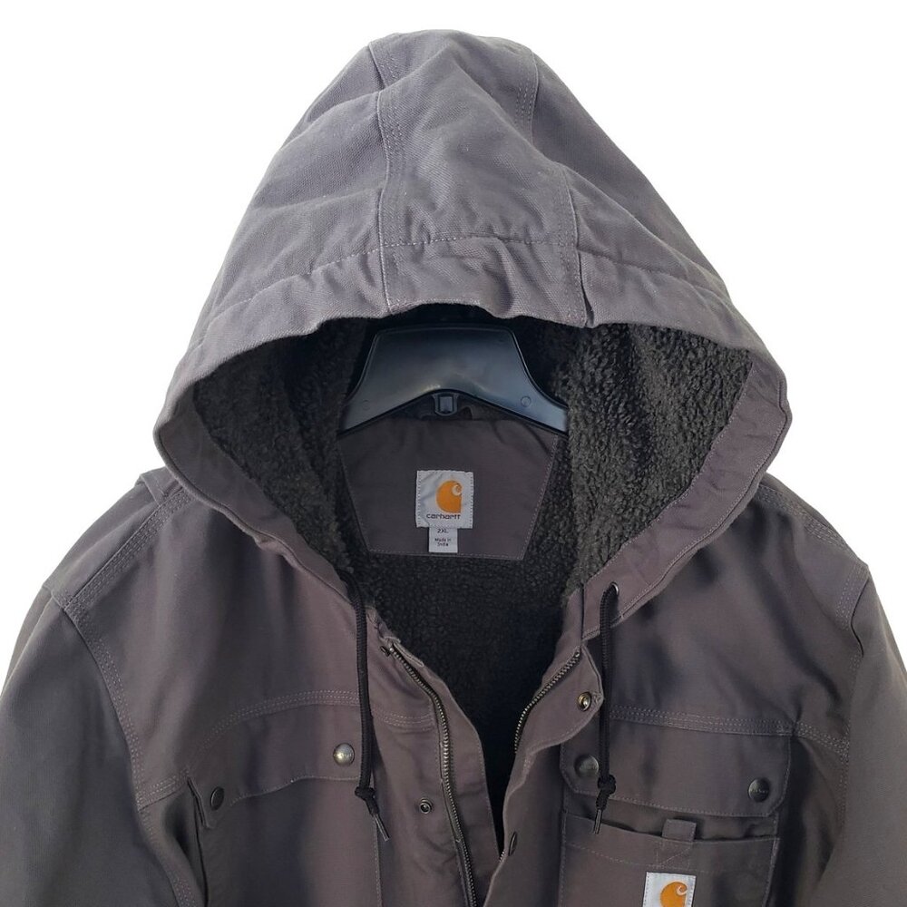 Carhartt Bartlett jacket, gray 2XL with hood & sherpa lining, like new condition - Picture 7 of 13